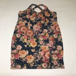 Super Soft Blue Floral Bodycon Tank Dress